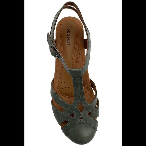 Cobb Hill Leather Mary Jane Heels Aubrey Sage Green - Wide - Picture 2 of 3